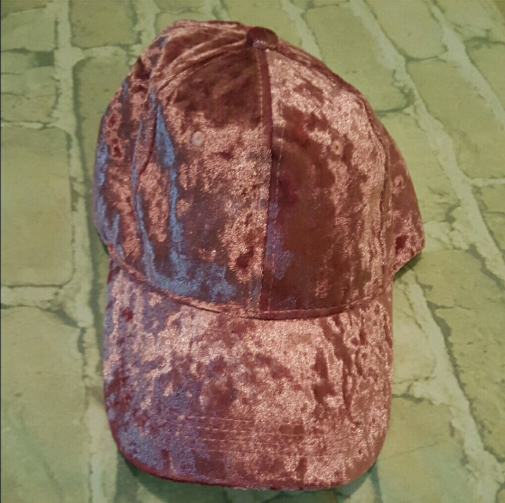 Pink Faux velvet dad hat